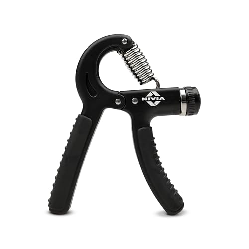 Image of Nivia Hand Grip 2.0 for men and women with 5 to 60 kg adjustable resistance, Steel spring, Anti-slip grip, Durable, Grip For Forearm Strength Training (Black)