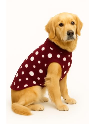 Image of The Pets Company Dog Winter Coat Jacket, Clothes, Windproof, Light Weight, Washable, Ultra Warm Thick Fleece Lined Dog Vest for Cold Weather Protection, (Polka Maroon Cherry, Large - 26 Inch)
