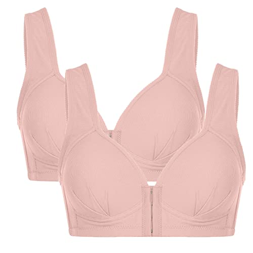 Lmsxct Plus Size Bra For Women Full Coverage Front Closure Push Up Sleep Everyday Bra Comfort Wirefree Bras Seamless Bralette Pink #TOP24
