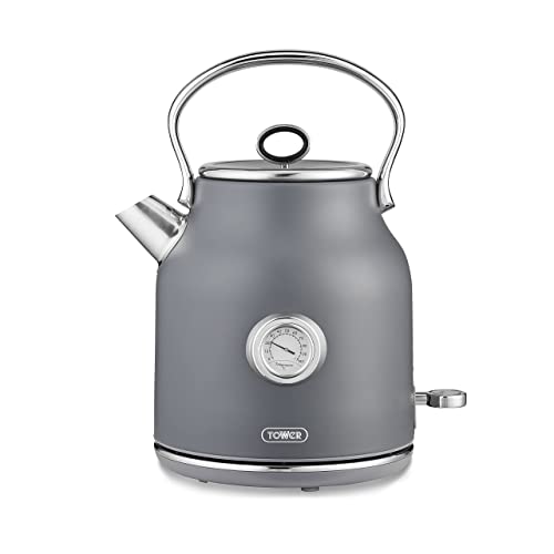Tower T16003GRY Renaissance Kettle, Quick Boil, 1.7L, 3KW, Matte Grey