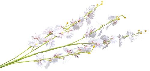 OMUYGDD White Silk Flowers in Bulk Wholesale Artificial Orchids, 12 Pcs (Each 38.5”), for Wedding Festive Party Home Office Decoration, No Include Vase