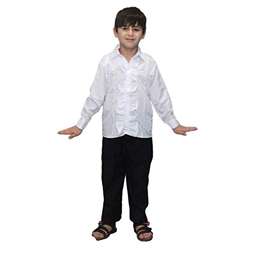 Image of Kaku Fancy Dresses Multicolor Full Sleeves Shirt for School Annual Function Dance Performance - Polka, Frill, Flower Printed Dance Costume for Boys (Only Shirt)