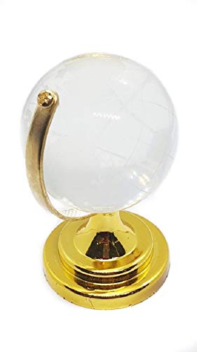 Soul Karma Rotating Crystal Globe Feng Shui/Vastu For Home Career Success Education Growth Student Business Good Luck Table Office Showpiece Décor Gifting (Big 80mm)