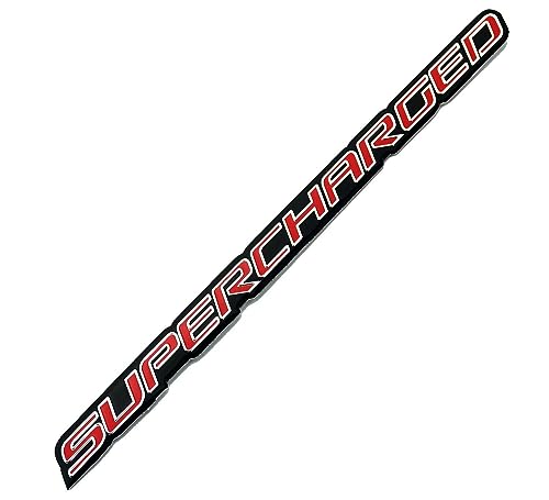 Image of 2Pc Supercharged Emblem 3D Badge Logo Aluminum Adhesive Decal Badge Fit for Universal SUV Truck Car (Red Silver), EmBroom-211