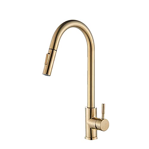 Robinet de cuisine doré à douchette pour simplifier la vaisselle au quotidien