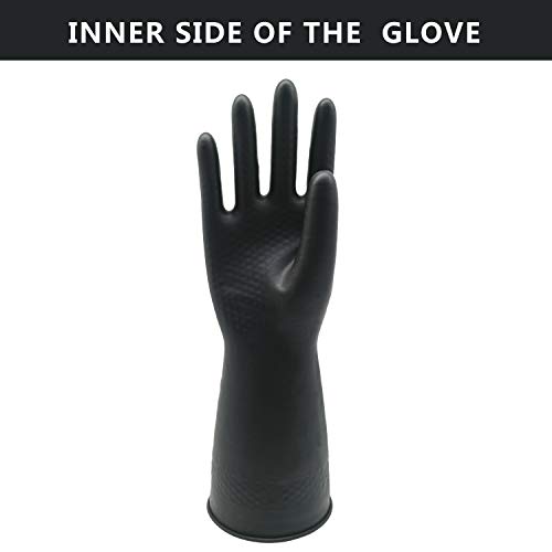 Uxglove Chemical Resistant Gloves, Work Heavy Duty Industrial Rubber Gloves,12.2",Black 1 Pair #TOP3