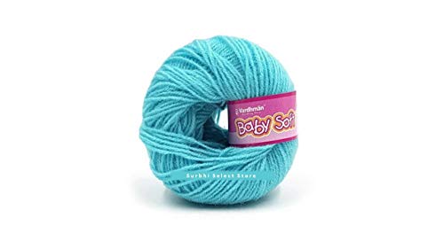 Image of Vardhman BabySoft Knitting Yarn | 100% Acrylic Wool | 4 Ply | Thin Knitting & Crocheting Hook Thread & Lightweight | Special Baby Wool | 150 Grams (6 Balls of 25g) | Machine Washable | Ideal for Blankets, Hats, Booties Ultra-Soft for Baby Sweaters, Blankets, Caps, Socks, Soft toys, Art & craft | Available in multicolors - (BBL009 - Arctic Blue)