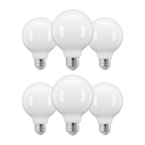 EDISHINE 6 Pack G25 Globe Light Bulbs, Dimmable Vintage LED Edison Bulbs, CRI90+ 5W Equivalent 60W, Clear LED Filament Vanity Light Bulbs, 2700K Warm White, 500LM, E26 Base Clear Glass Ediso