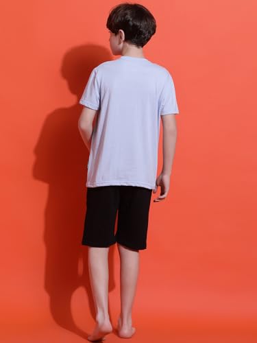 Image of Li'l Tomatoes Boys 100% Cotton Night Suit | Summer T-Shirt & Shorts Set | Soft & Breathable Sleepwear | 9-16 Years