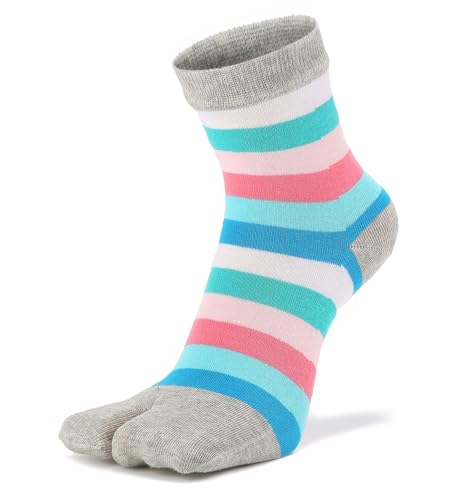 Image of Women's Solid 2 Toe Flip Flop Tabi Socks Geta Ankle Cotton 5 /6 Pairs