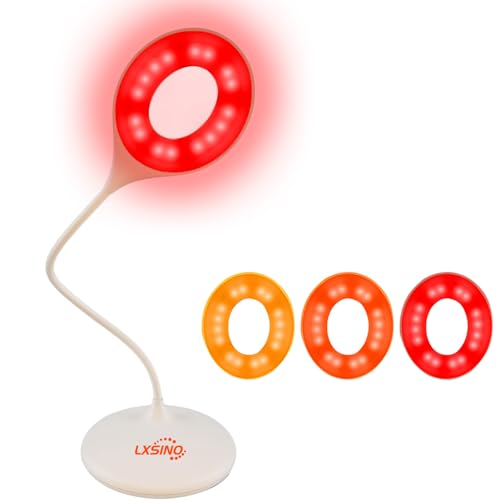 Lámpara luz roja LXSINO Lámpara de escritorio con luz de lectura, bloqueo de luz azul, 2 modos de color, luz ámbar y roja de 1600 K, lámpara de lectura regulable, lámpara de oficina que reduce la fatiga ocular y
