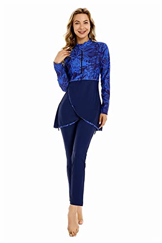 ShuoBeiter Bescheidene muslimische Bademode für Frauen, Patchwork, Hijab, Sport, Lange Ärmel, Badeanzug, islamischer Burkinis-Badeanzug(L,S1) Cover