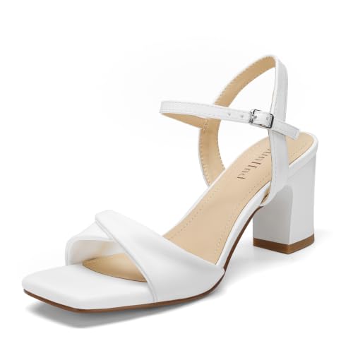 AIUNIIND Women Block Heel Sandals, Square Open Toe Strappy Chunky Shoes