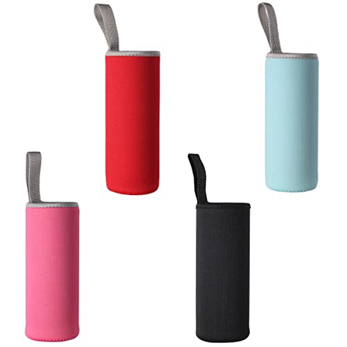 Generic 4Pcs Neoprene Water Bottle Holder, 550 ml, Black, Blue, Rose Red, Adult, Sporty, Outdoor, Hiking, Reusable, Round, 7.5 cm x 18 cm, Machine Wash, 4 Count