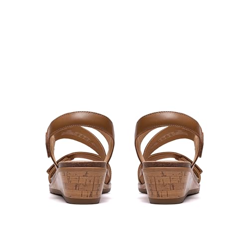 Clarks Collection Women's Kacha Wave Wedge Sandal, Tan Leather, 8 Medium US by Clarks - Used condition - Image 7