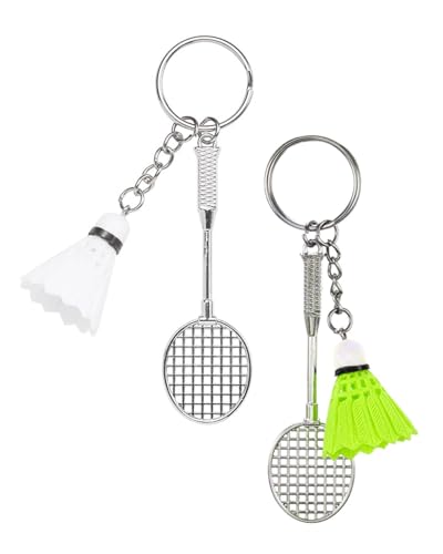 KGDUYC 2 Pcs Badmintonschläger Schlüsselanhänger, Edelstahl Schläger Schlüsselanhänger,...