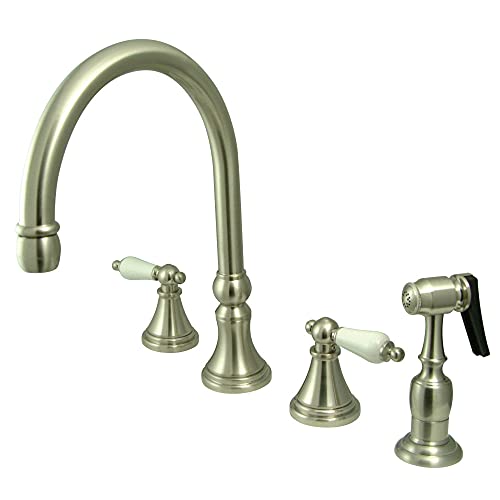 Kingston Brass KS2798PLBS Governor Deck Mount Kitchen Faucet with Brass Sprayer, 8-1/4, Brushed Nickel