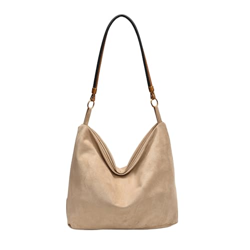 Suede Purse Large Slouchy Suede Bag Hobo Shoulder Bag for Women Soft Casual Tote with Alt Faux Leather Straps Everyday 2025