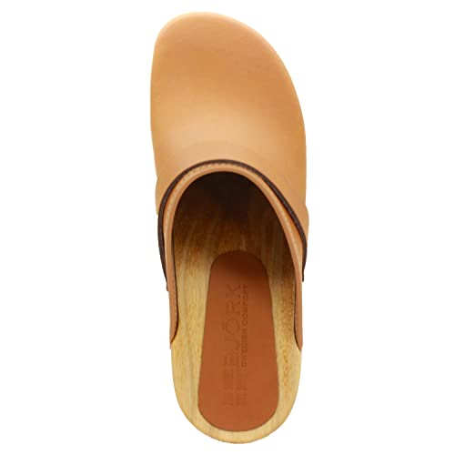Image of Bjork Maja Wood Open Back Leather Clogs