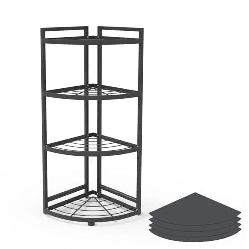 HUIJIN Étagère d'angle à 4 niveaux à 90° pour cuisine – Organisateur de casseroles et poêles, rangement sous évier – Étagère en fer robuste [RA10 H 80/L 30...