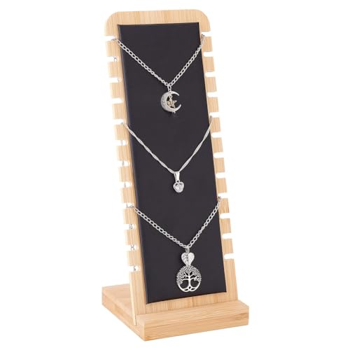 Expositor Collar, Colgador de Collares, Soporte de Madera para Joyas, 12 Ranuras