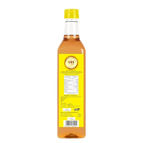 Image of GMB Mart Wooden Cold Pressed Yellow Mustard Oil | 100% Natural & Chemical-Free | Rich in Nutrients for Healthy Cooking, Roasting, Frying & Baking | Daily Use Edible Oil | Fresh & Pure 1 Litre