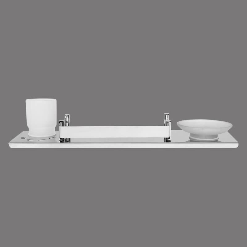 Image of 4010 Stainless Steel 304 Grade Wall Mount Shelf with Glass Tumbler and Soap Dish