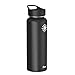 ATLIN DNE Water Bottle 40 oz. Flask [Double Wall Stainless Steel Vacuum Insulation] (Black) Sport Hydro Container for Home, Office, Outdoor Camping [Standard Mouth/Leak Proof/BPA Free Cap]