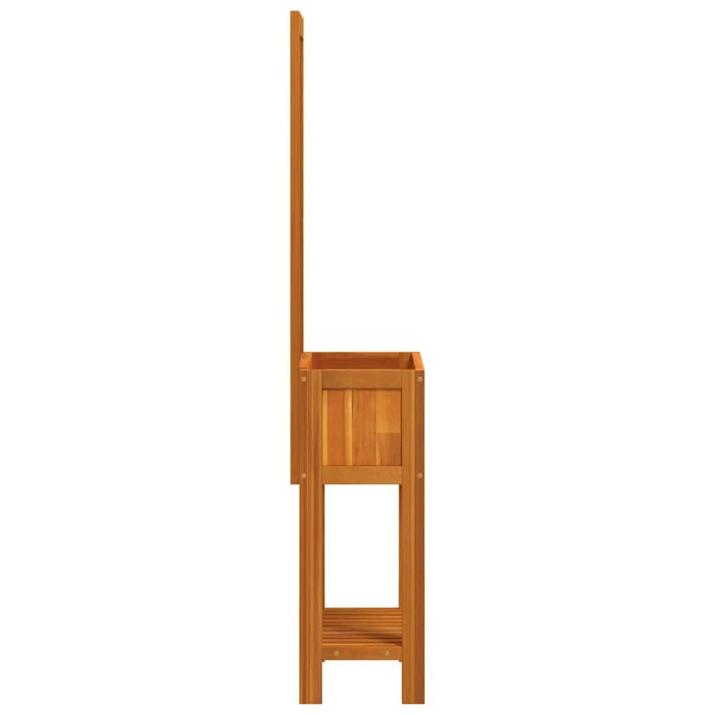Jardinera con celosía y estante de madera maciza de acacia 55 x 29,5 x 152 cm para plantas trepadoras de jardín y terraza, estructura estable con panel decorativo y estante
