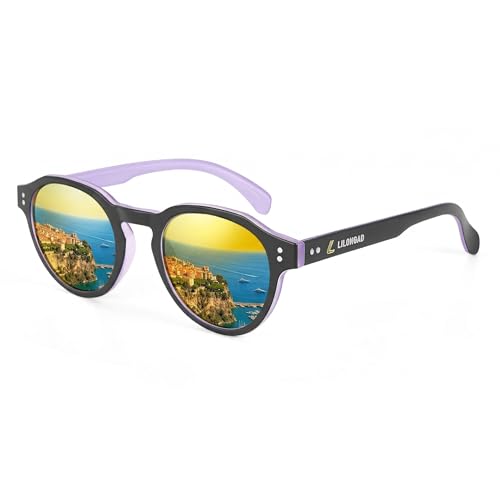 LILONGAD PC-Polarized Sunglasses for Men & Women – UV400, Anti scratch polarized sunglasses, Lightweight TR90 Frame for Driving & Outdoor Use (Purple/Yellow Revo)