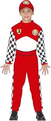 FIESTAS GUIRCA | Disfraz de Piloto de Fórmula Infantil (7-9/Años) - Mono, Cinturón y Gorro - Disfraces de Carreras y Deportes para Halloween y Fiestas de Disfraces - Ideal para Niños - Rojo y Blanco | Ya disponible en tu tienda friki favorita! En mundofriki.es!