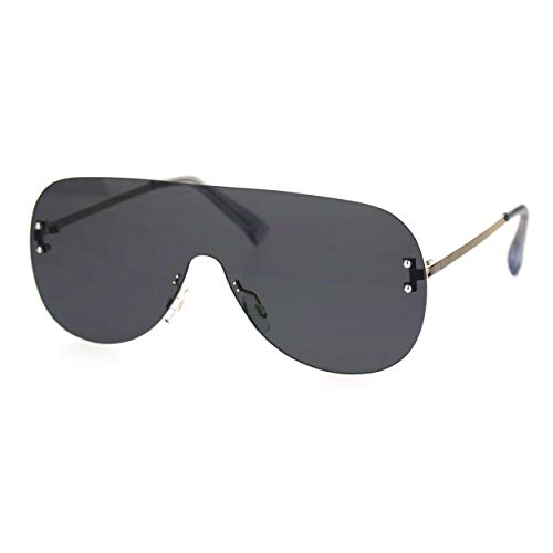 Minimal Shield Rimless Futuristic Large Racer Pilots Sunglasses2
