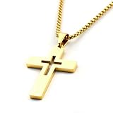 Genérico Collar colgante de cruce punk hueca para mujeres hombres Oro plata Hip hop Biker Chain Joyería de fe