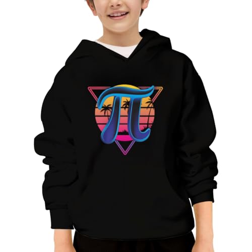 Vintage Sunset Pi Day Design Hoodies for Teen Girls Boys Lightweight Kangaroo Pocket Sweatshirt
