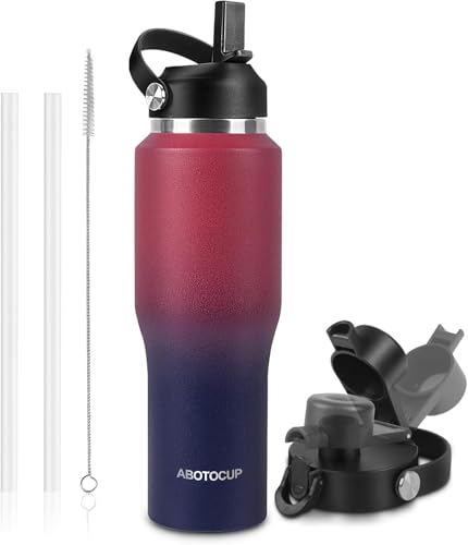 Image of 40oz Water Bottle with Powder Coated, Fit in Any Car Cup Holder, Water Bottle with Straw Lids, Stainless Steel Insulated Water Flask Double Wall Leak-proof BPA Free to Keep Cold&Hot