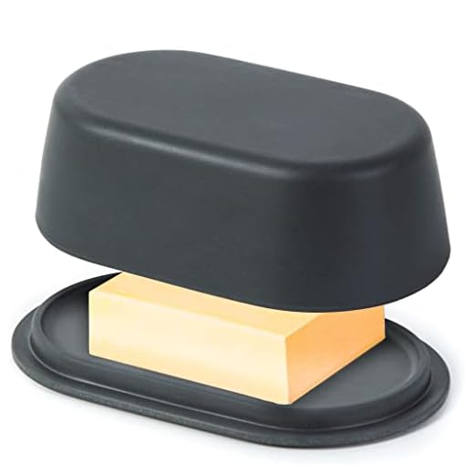 Grey Butter Dish with Lid For Countertop - Modern Bamboo Dark Grey Butter Crock - Dishwasher Safe Butter Keeper -Butter Holder Container Perfect For Large European Style Butter Such As Kerrygold