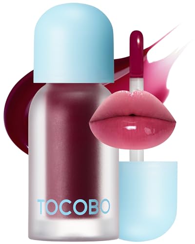Image of TOCOBO Juicy Berry Plumping Lip Oil 07 Plum Jam (Cool Plum Mauve) - Volufiline Vegan Tinted Gloss for Cool Tones | Sapphire Shine, Silicone Tip, Non-Sticky, 0.12 fl.oz