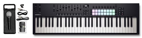 Audiosavings Bundle: Novation LAUNCHKEY 61 MK4 61-Key USB MIDI Ableton Live Keyboard Controller Bundle with Rockville RMC-XLR High-End Metal DJ Handheld Wired Microphone Mic w (2) Cables (2 Items)