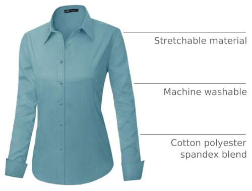 Image of J.VER Womens Dress Shirts Long Sleeve Button Down Shirt Wrinkle-Free Business Casual Blouse Office Work Tops