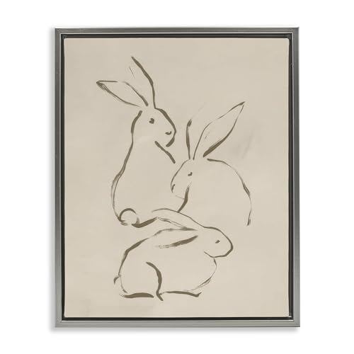 Earthtone Bunny Sketch Animal Print, 24 x 30 Inch Canvas in Floater Frame