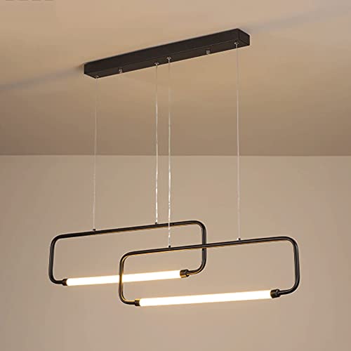 Suspension acrylique à flûte et métal noir lustre linéaire d'exception pour salon