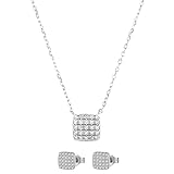 Conjunto de joyería para Mujer, Collar con Colgante de Cadena Cuadrada y circonita, Pendientes de geometría Dulce para Mujer, joyería para niña