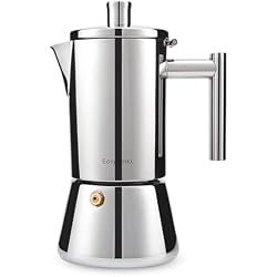 Easyworkz Diego Stovetop Espresso Maker Stainless Steel Italian Coffee Machine Maker 6Cup 10 oz Moka Pot Induction Espresso Pot