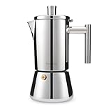 Easyworkz Diego Stovetop Espresso Maker Stainless Steel Italian Coffee Machine Maker 6cup 300ml Induction Moka Pot