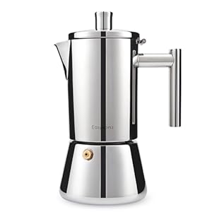 Easyworkz Diego Stovetop Espresso Maker Stainless Steel Italian Coffee Machine Maker 6cup 300ml Induction Moka Pot