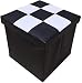 Lhh Faux Leather Folding Square Storage Ottoman Cube for Kids Foot Rest Stool Seat 12inch,Black and White,(2 Pack)