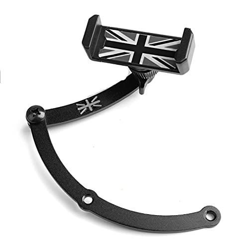 Bruce & Shark Soporte para teléfono móvil Material Metal Estable Union Jack Apariencia Autoteléfono Soporte Plegable Apto para Mini Cooper R55 R56 F54 F55 Accesorio Negro y Gris