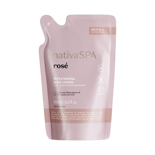 O Boticário Nativa SPA Rosé, Recarga Crema Hidratante Corporal, Perfumada Loción Para El Cuerpo con Gotas de Quinoa para Más Hidratación 400 ml
