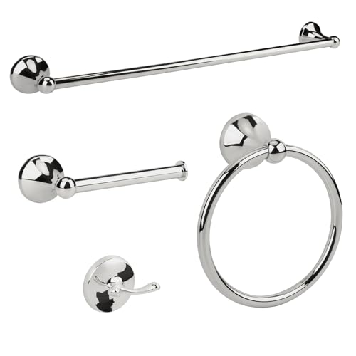 Ntipox 4 Piece Chrome Bathroom Hardware Accessories Set Towel bar Set 23.6 Inch Towel Bar Set Towel Rack Set Bathroom Towel Holder Set