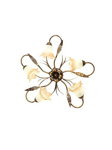 Plafonnier en fer forgé 5 lumières Carla pour plafond bas - 2